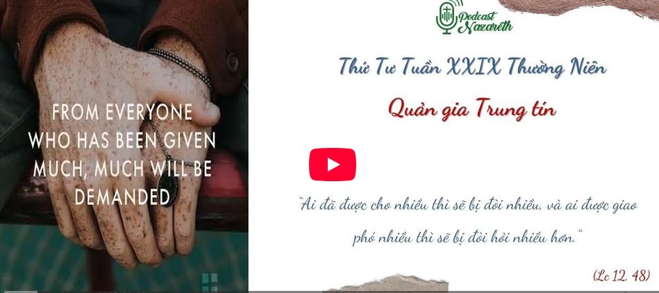 SUY NIỆM THỨ TƯ TUẦN 29 THƯỜNG NIÊN